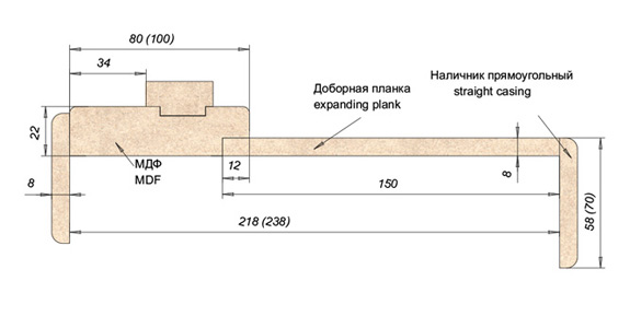 Ламинированный и ПВХ погонаж Омис для стены толщиной до 238 мм